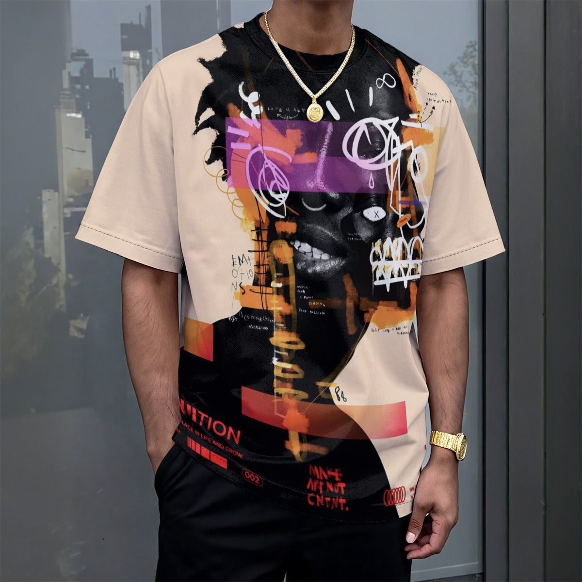 All-Over Print Unisex Drop-shoulder T-shirt|180GSM
