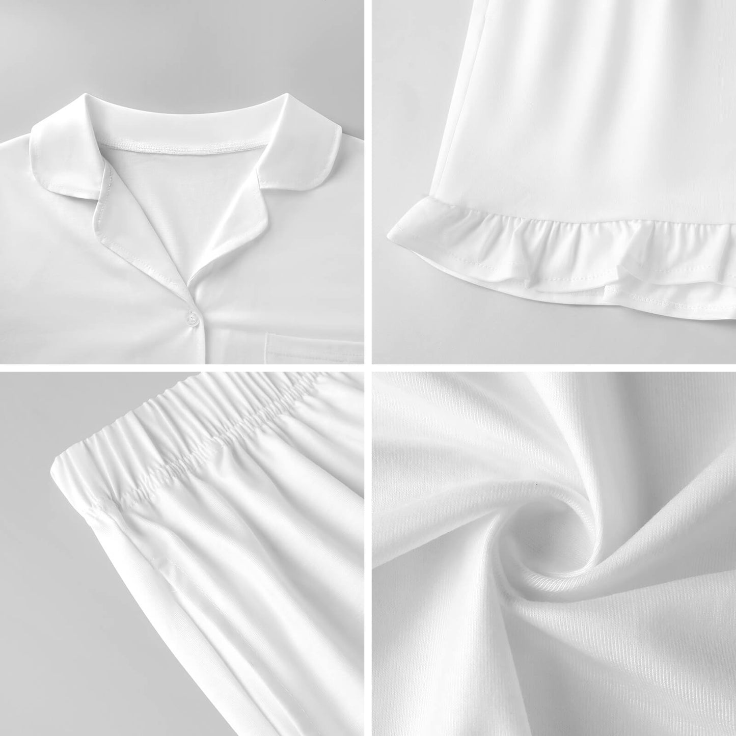 180gsm Ruffled Short-Sleeve Pajama Set(All-Over Printing)
