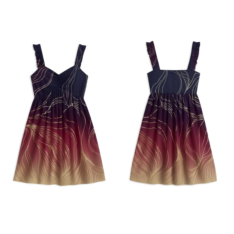 Chiffon Mini Dress with Ruffled Straps