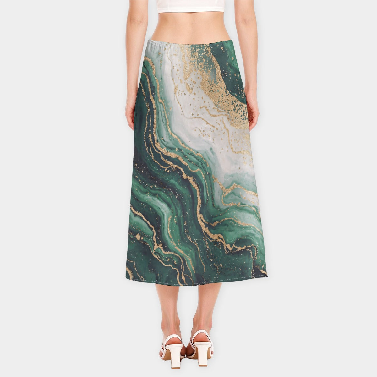 All-Over Print Women's High-Waisted Slit Midi Skirt