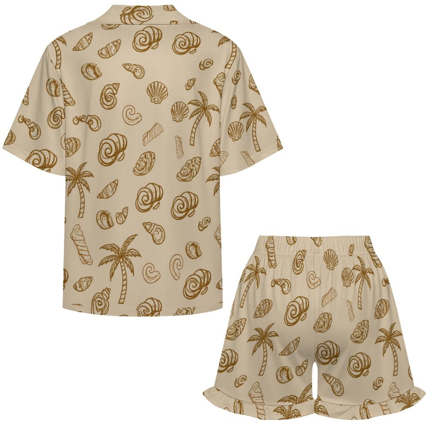 180gsm Ruffled Short-Sleeve Pajama Set(All-Over Printing)