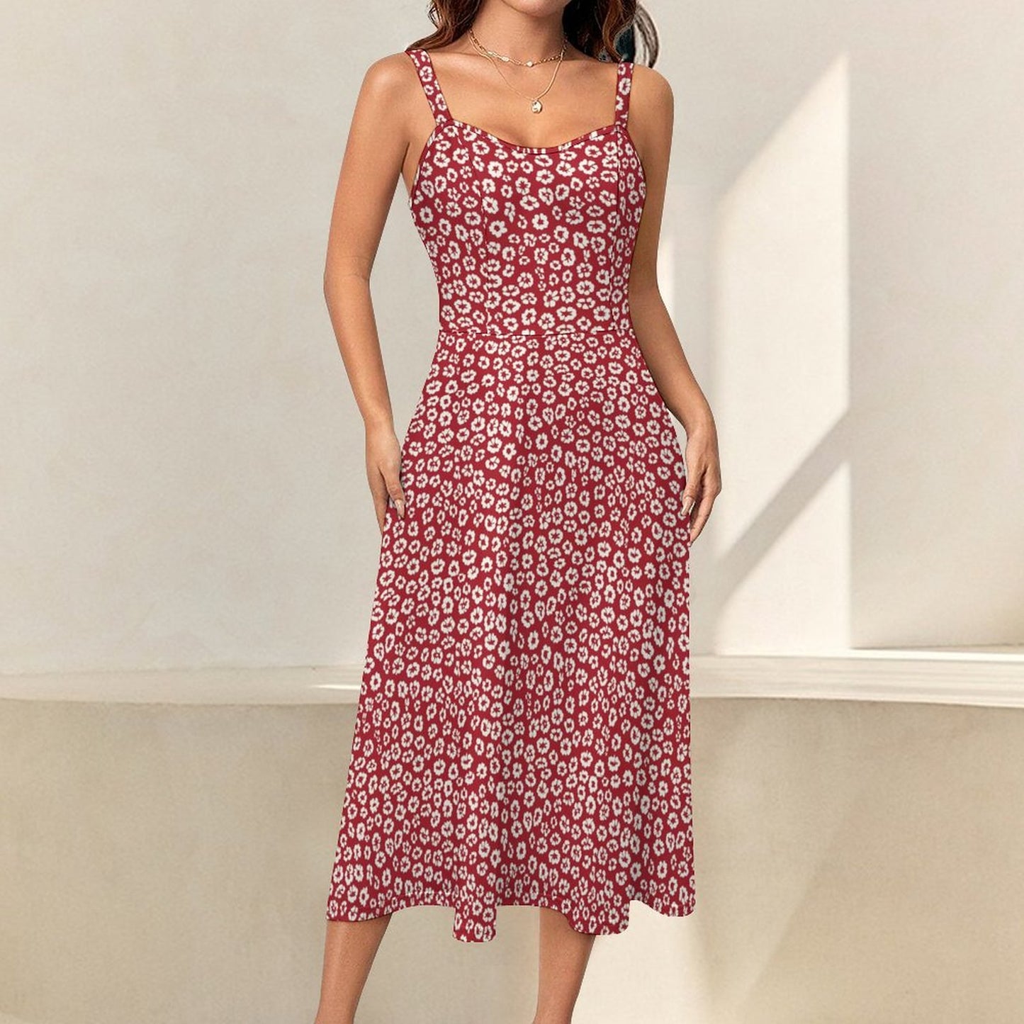 Sweetheart Neck Midi Dress