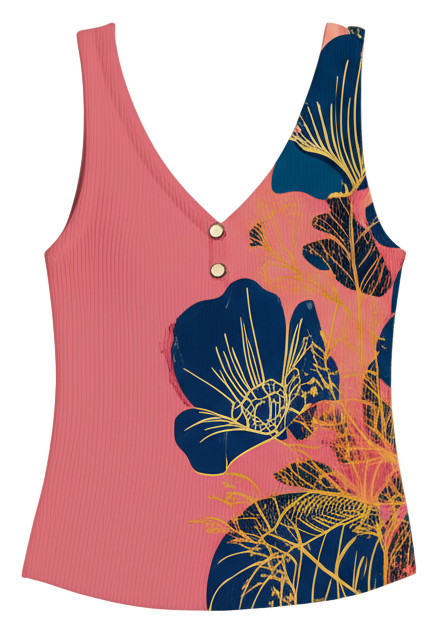 Ribbed V-neck Tank Top