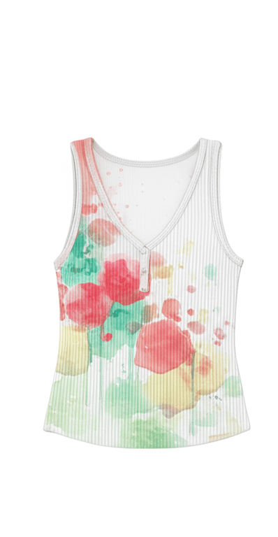 Ribbed V-neck Tank Top