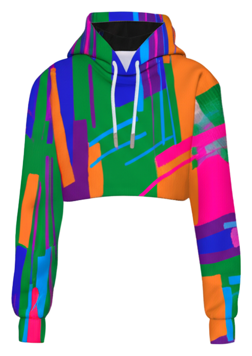 cool bold abstract print - Boxy scuba cropped hoodie