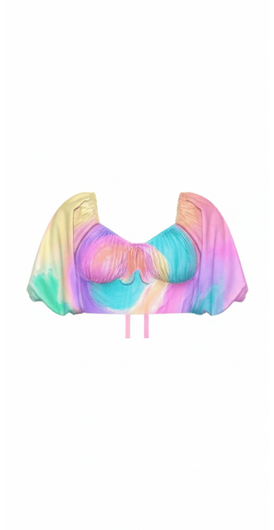 Puff Sleeve Tie-front Crop Top