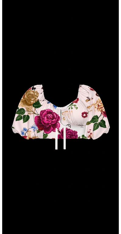 Puff Sleeve Tie-front Crop Top