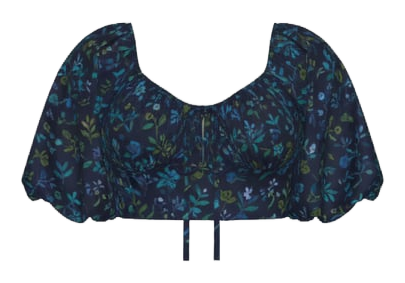 Puff Sleeve Tie-front Crop Top