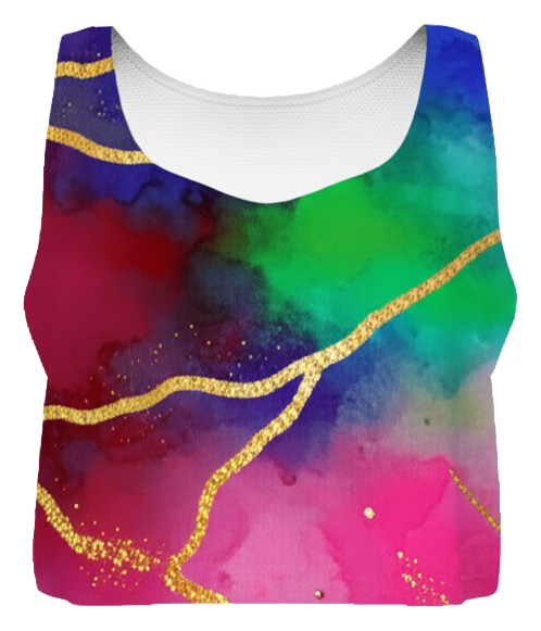 nice bold color watercolor print - Scoop Neck Cropped Tank Top